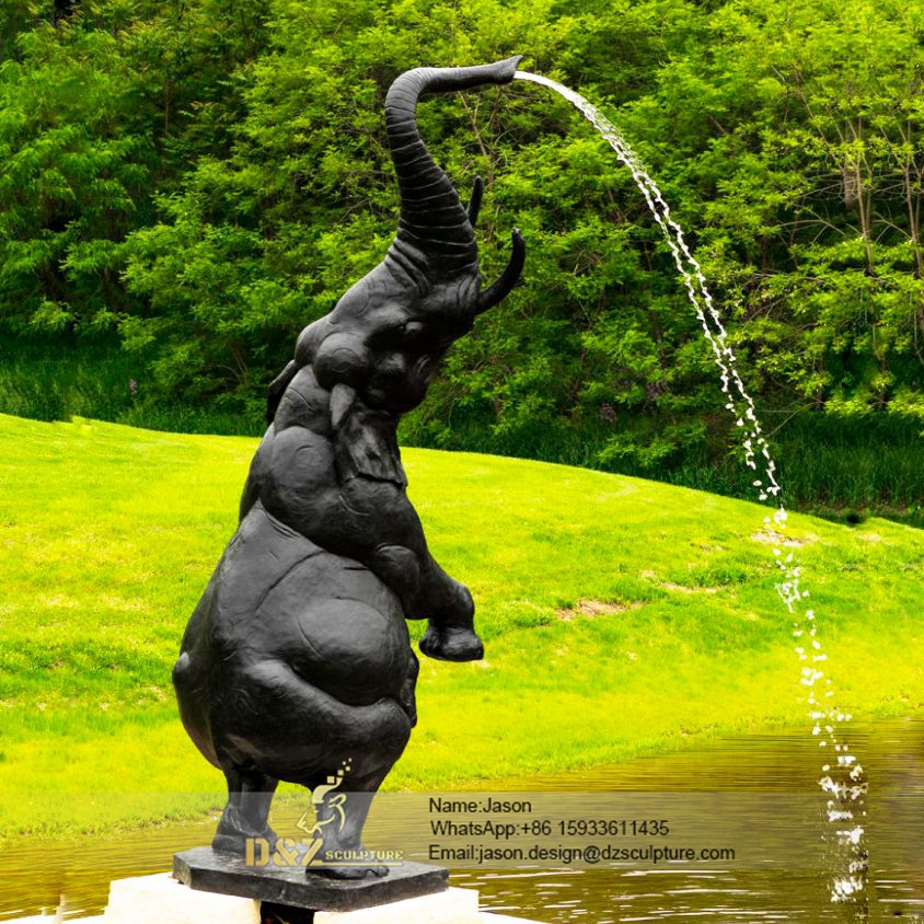 Bronze elephant fountain