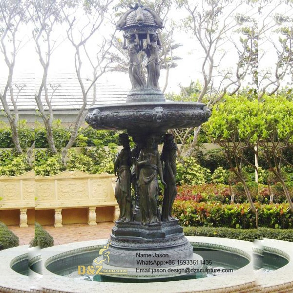 Bronze fountain with statue