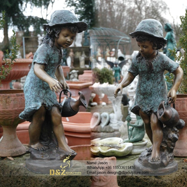 Bronze fountain with children