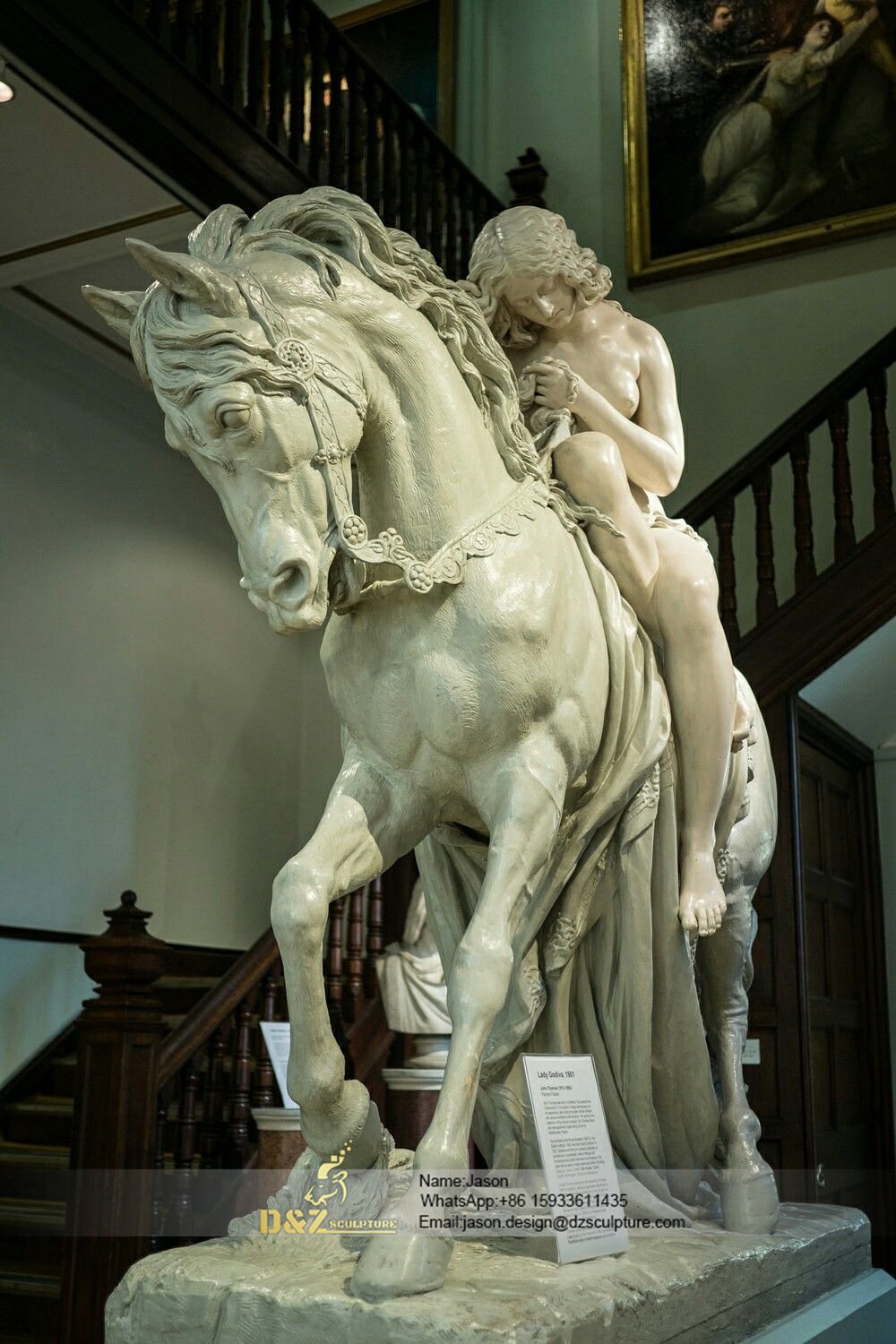 Horse and woman sculptures