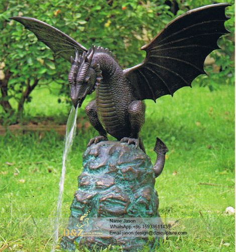 Bronze dinosaur fountain