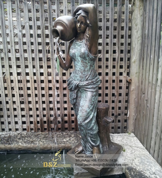 Bronze female pouring fountain