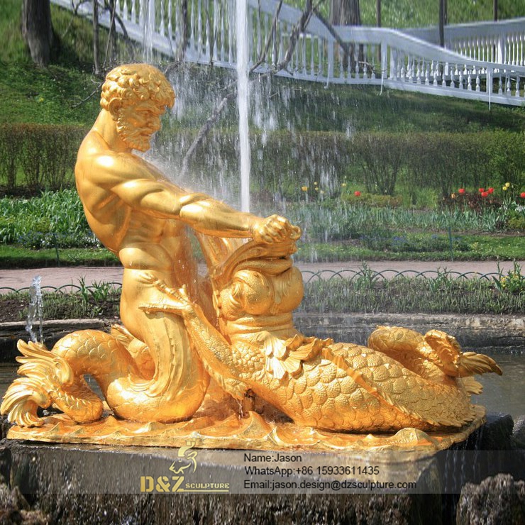 Golden bronze fountain sculpture