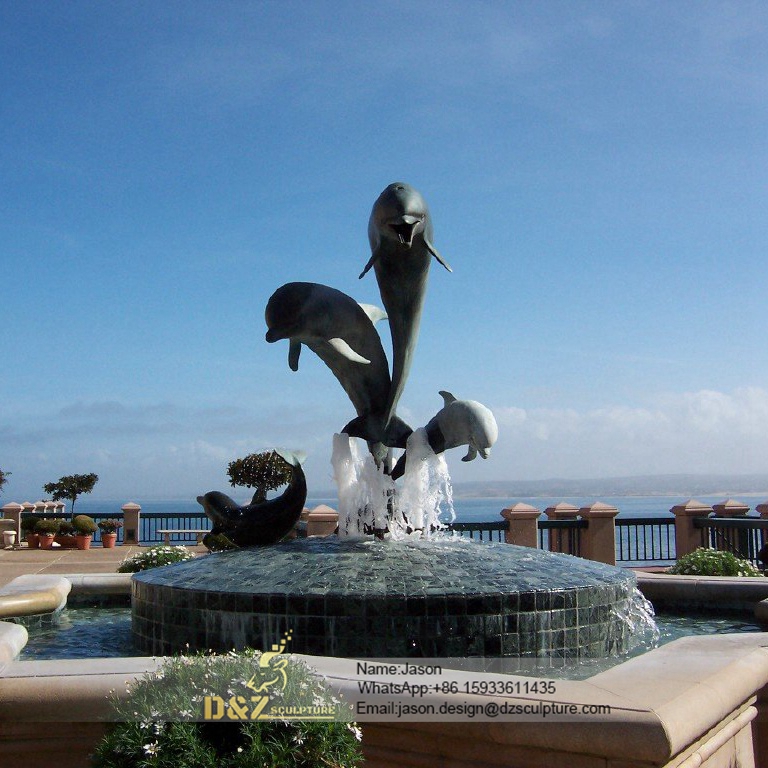 City bronze dolphins fountain