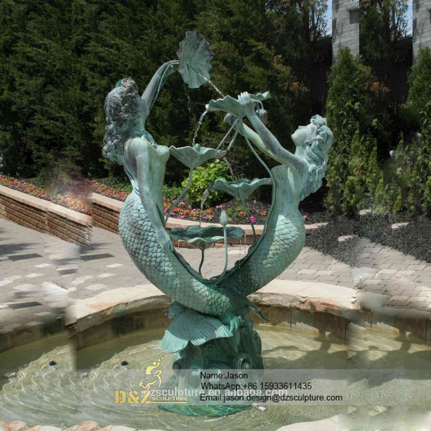 Bronze mermaids fountain