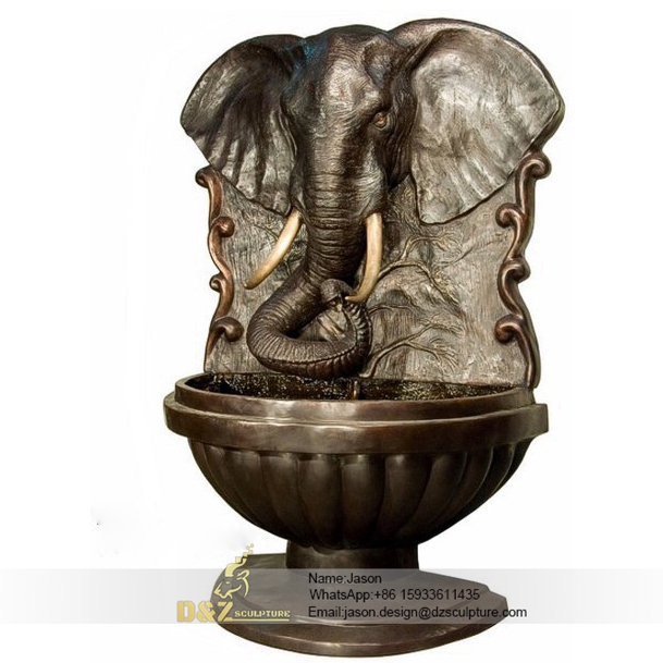 Bronze elephant wall fountain