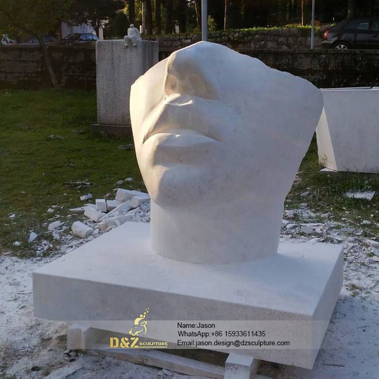 A broken head sculpture