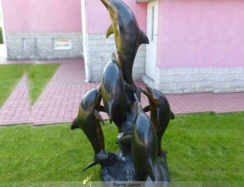 Bronze dolphins fountain