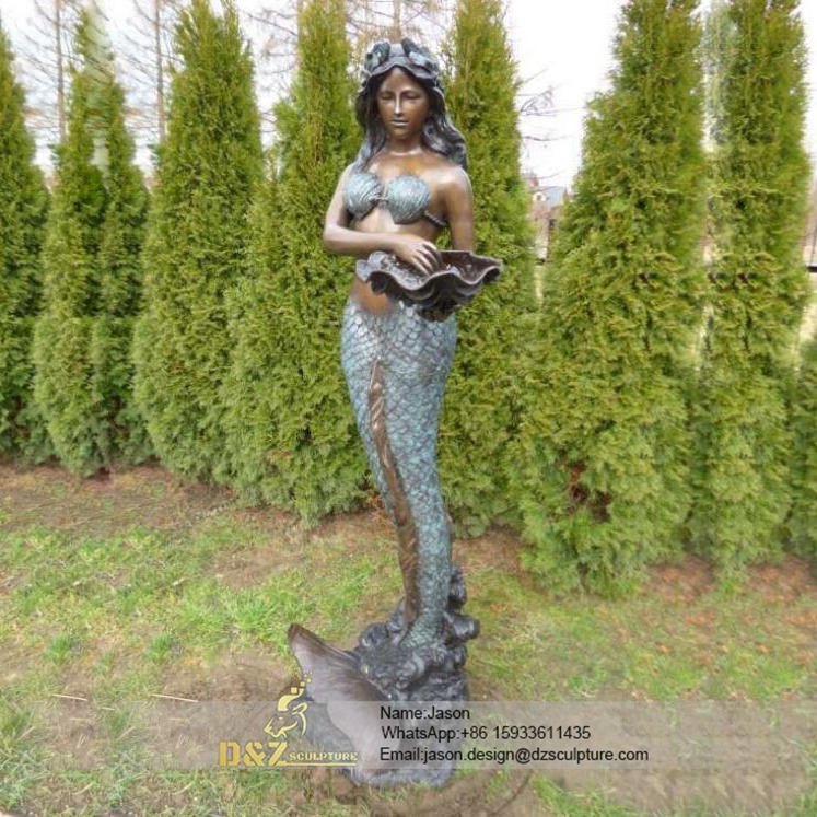 Bronze mermaid fountain