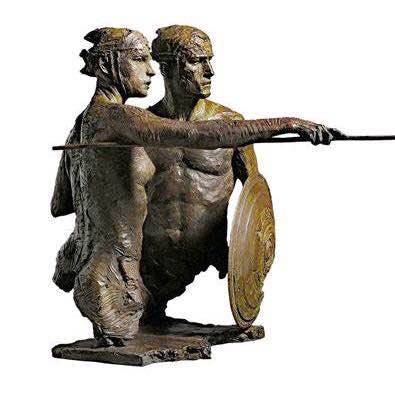 Halfling man and woman sculptures