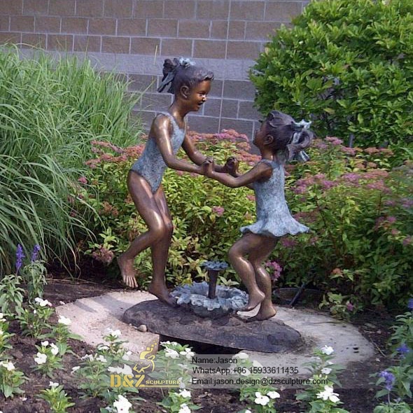 Bronze garden children fountain