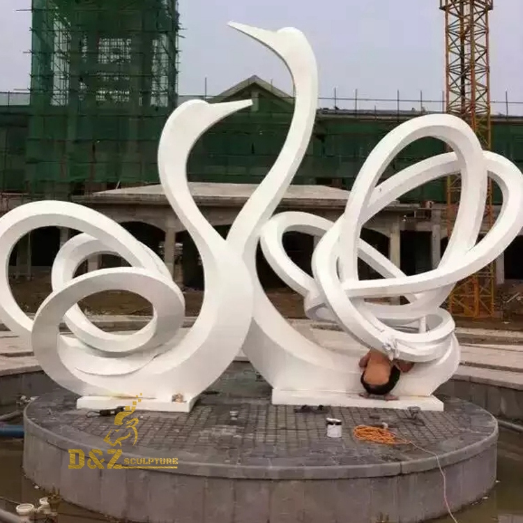 Abstract swans sculpture