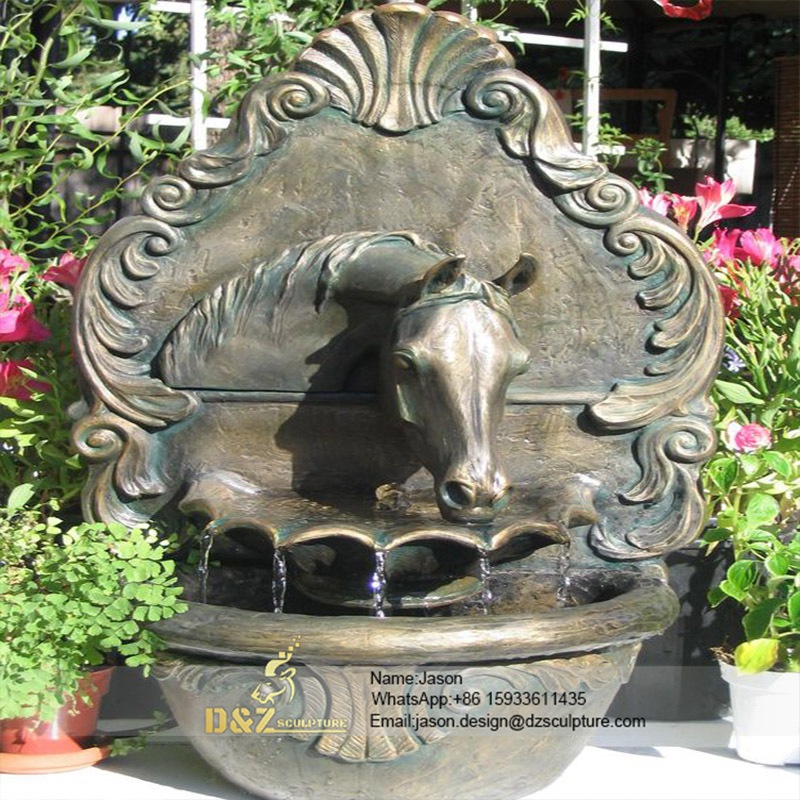 Garden horse head fountain