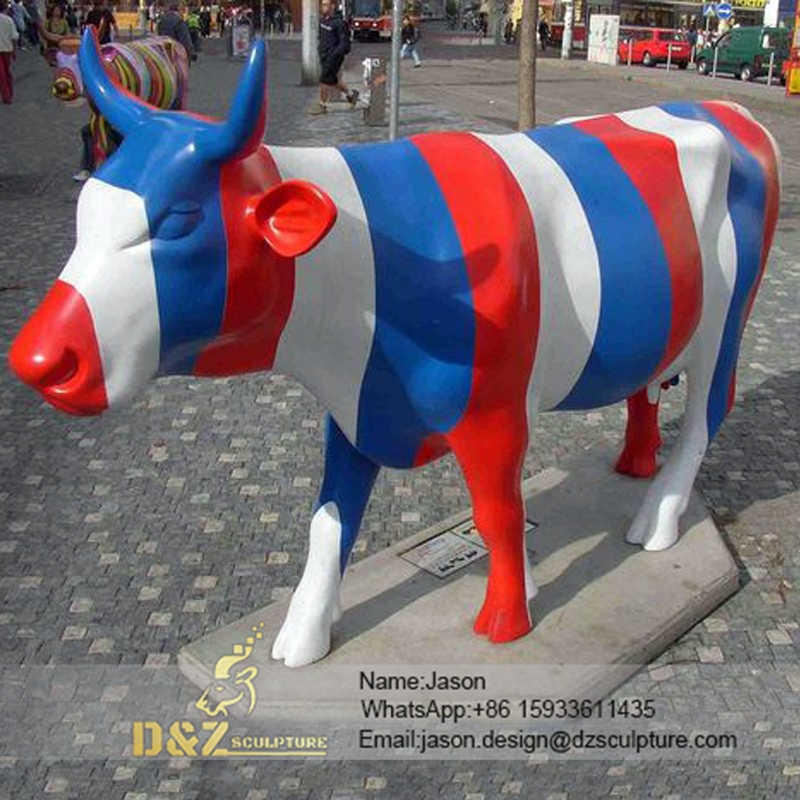 Colored cattle sculpture