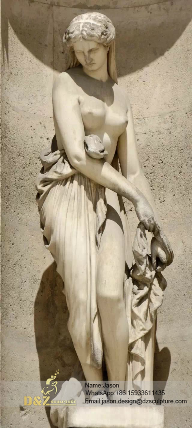 Shirtless woman statue