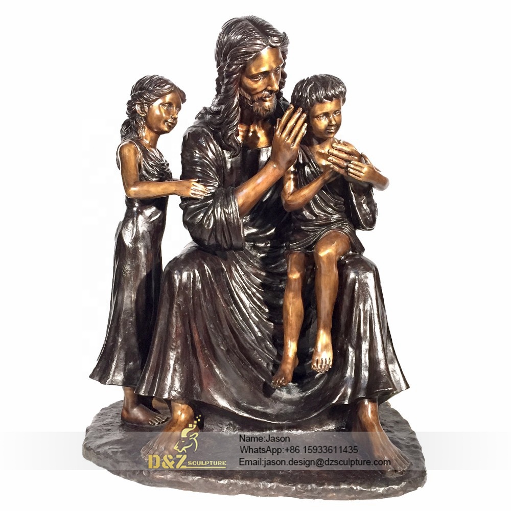 Lively statue Jesus with children 
