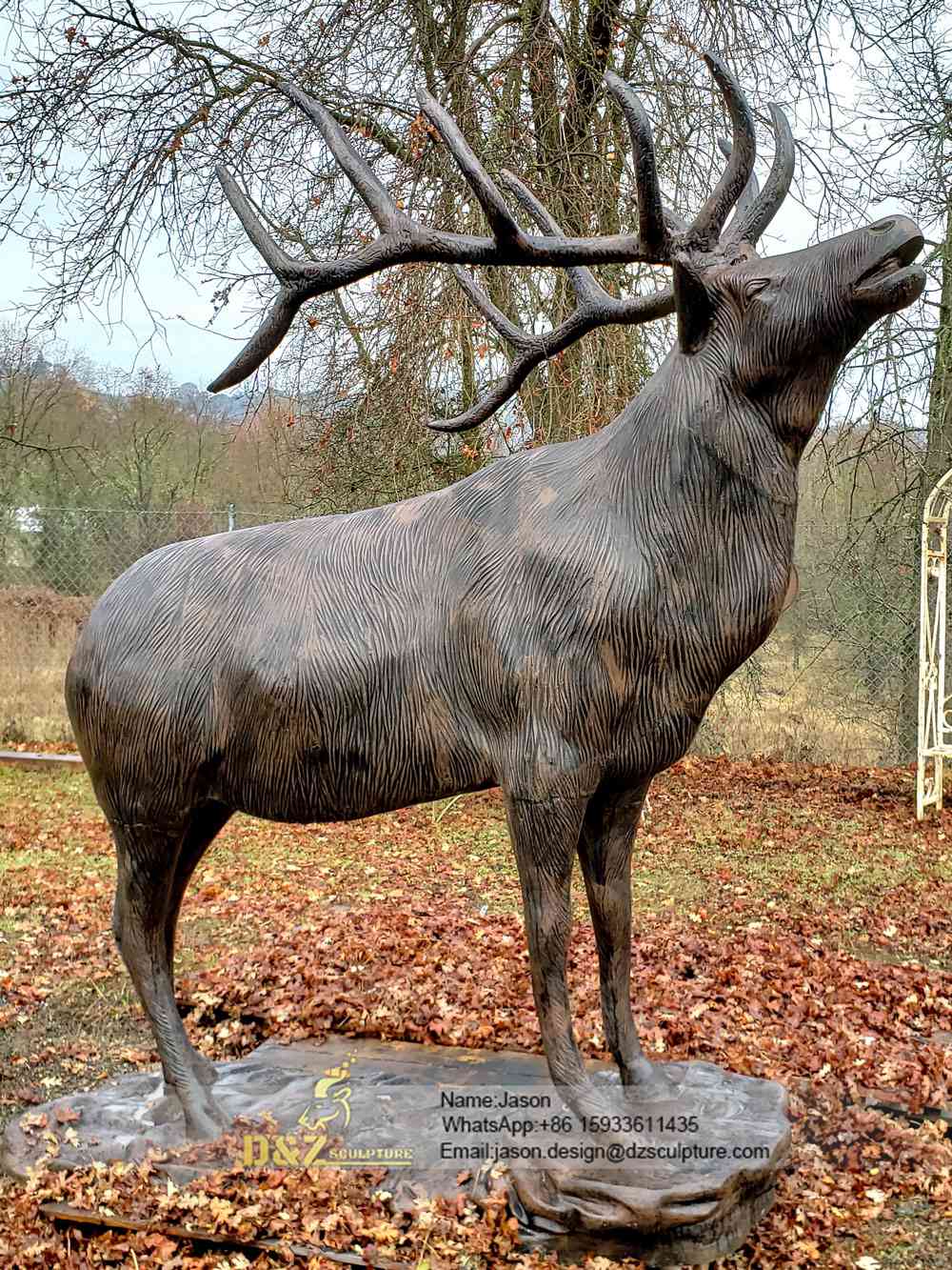 Bugling Elk Metal Statue