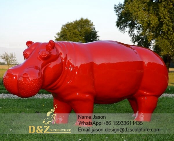 Red Hippo Sculpture