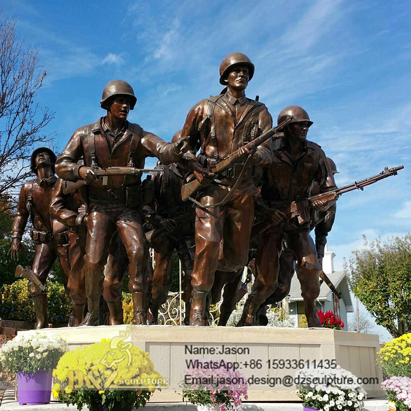 metal military soldiers sculpture