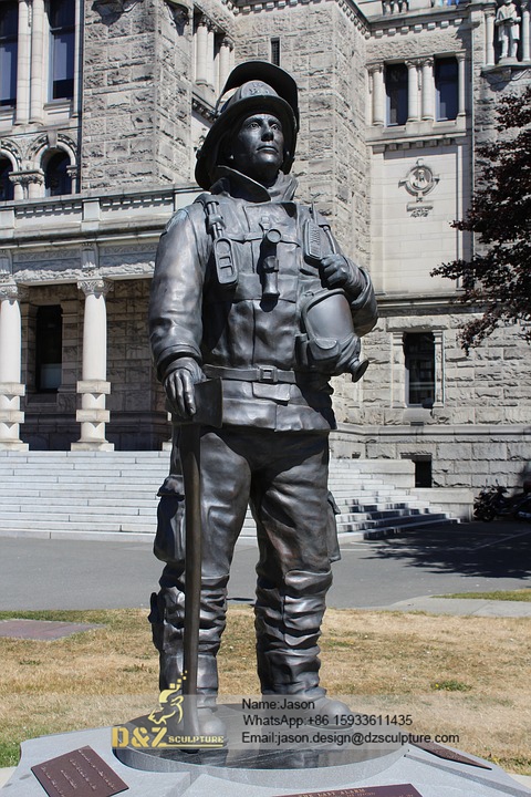 Statue Bronze Fireman British