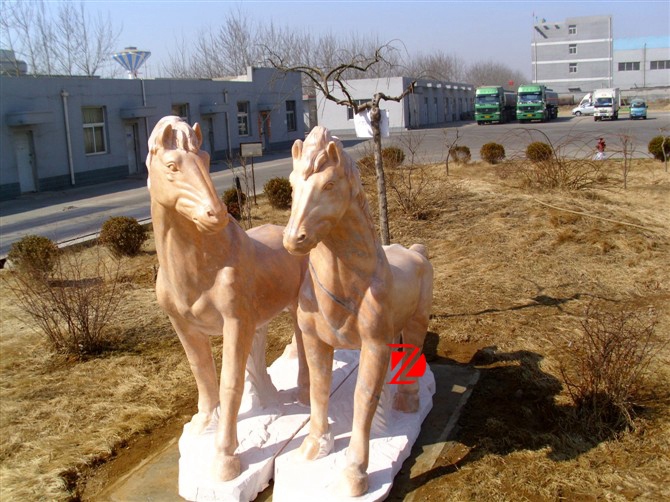Couple marble horse statue