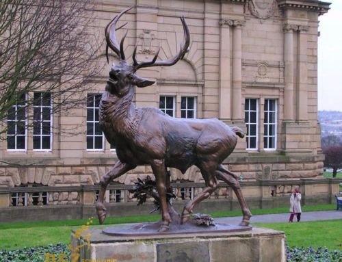 Metal deer sculptures
