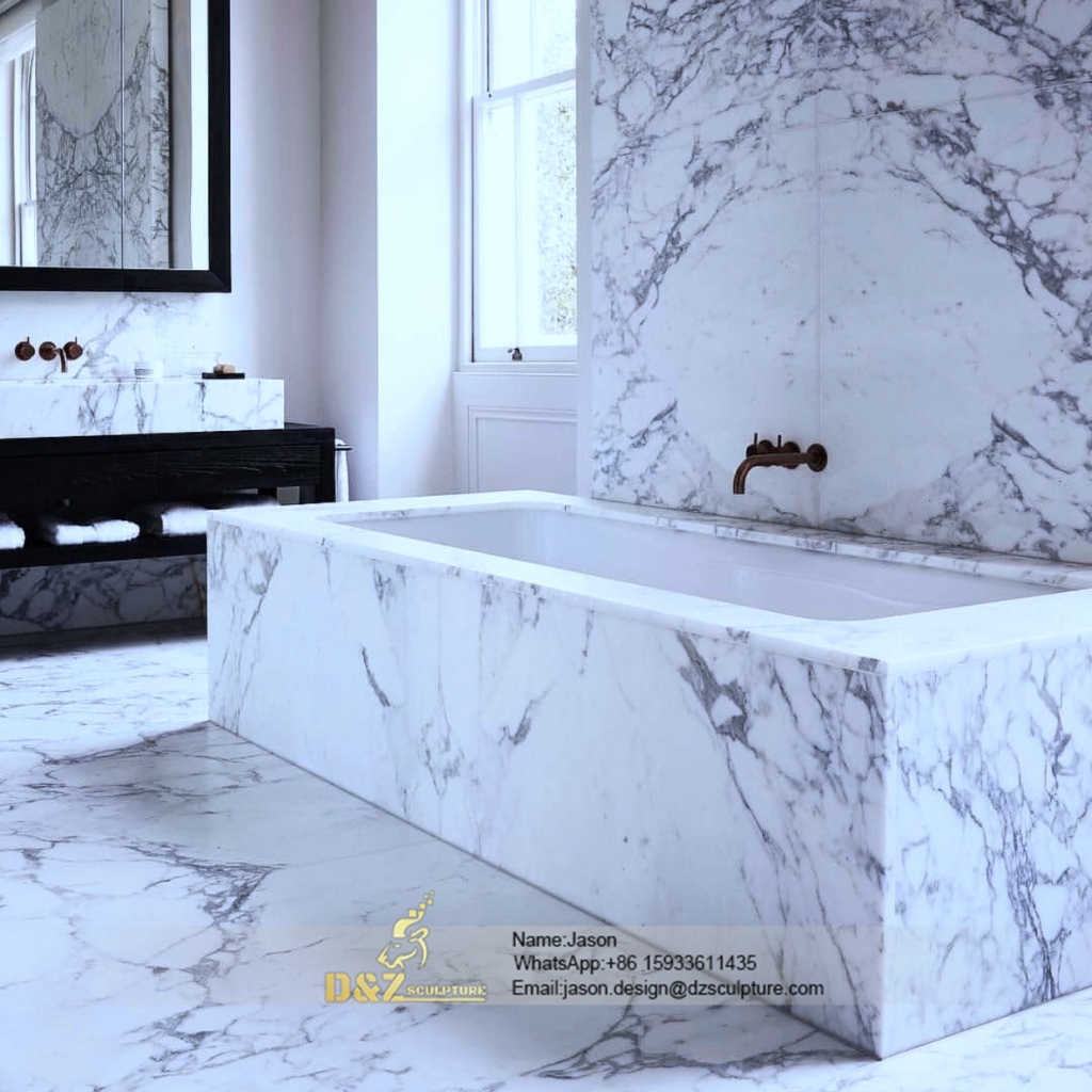 Geometric stone bathtub