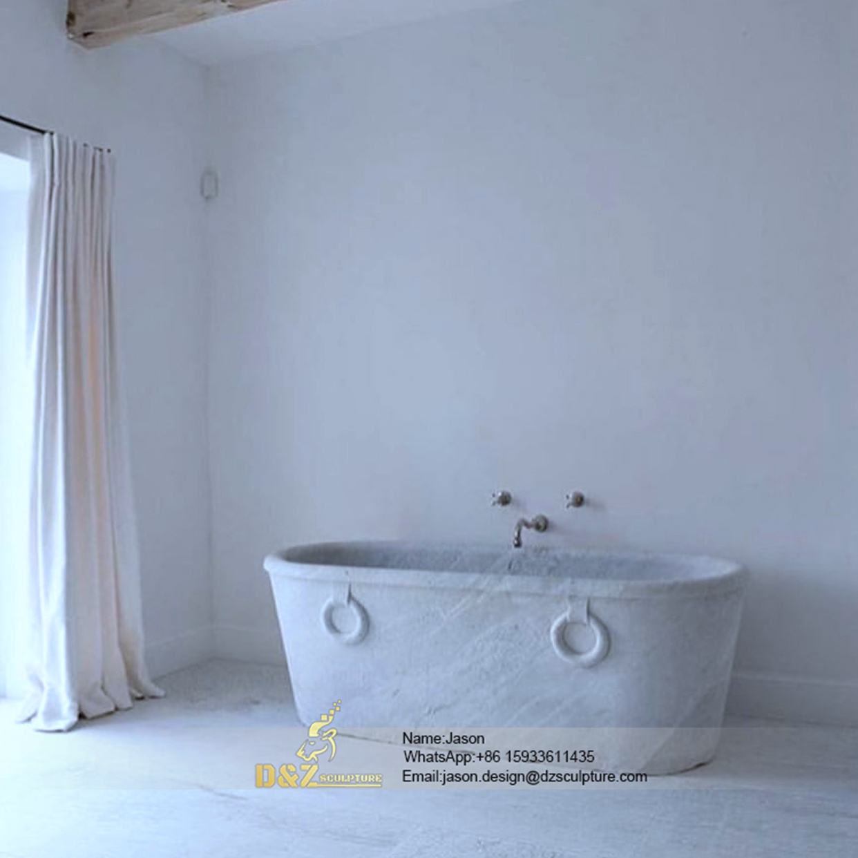 Solid stone bathtub
