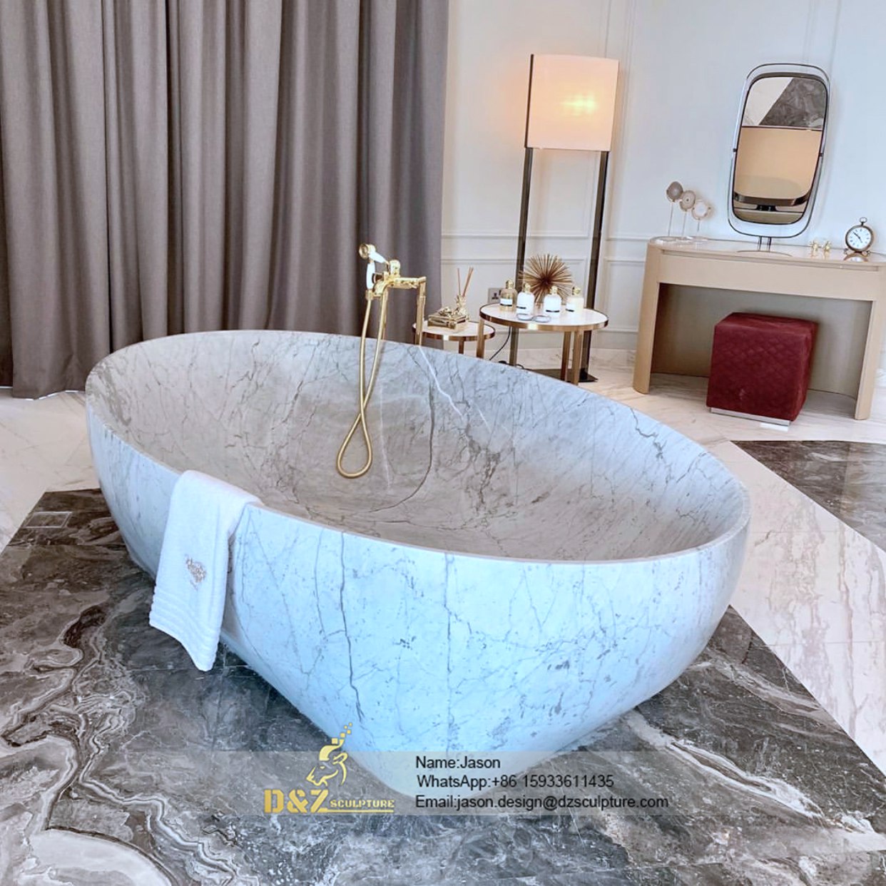 The freestanding stone bathtub