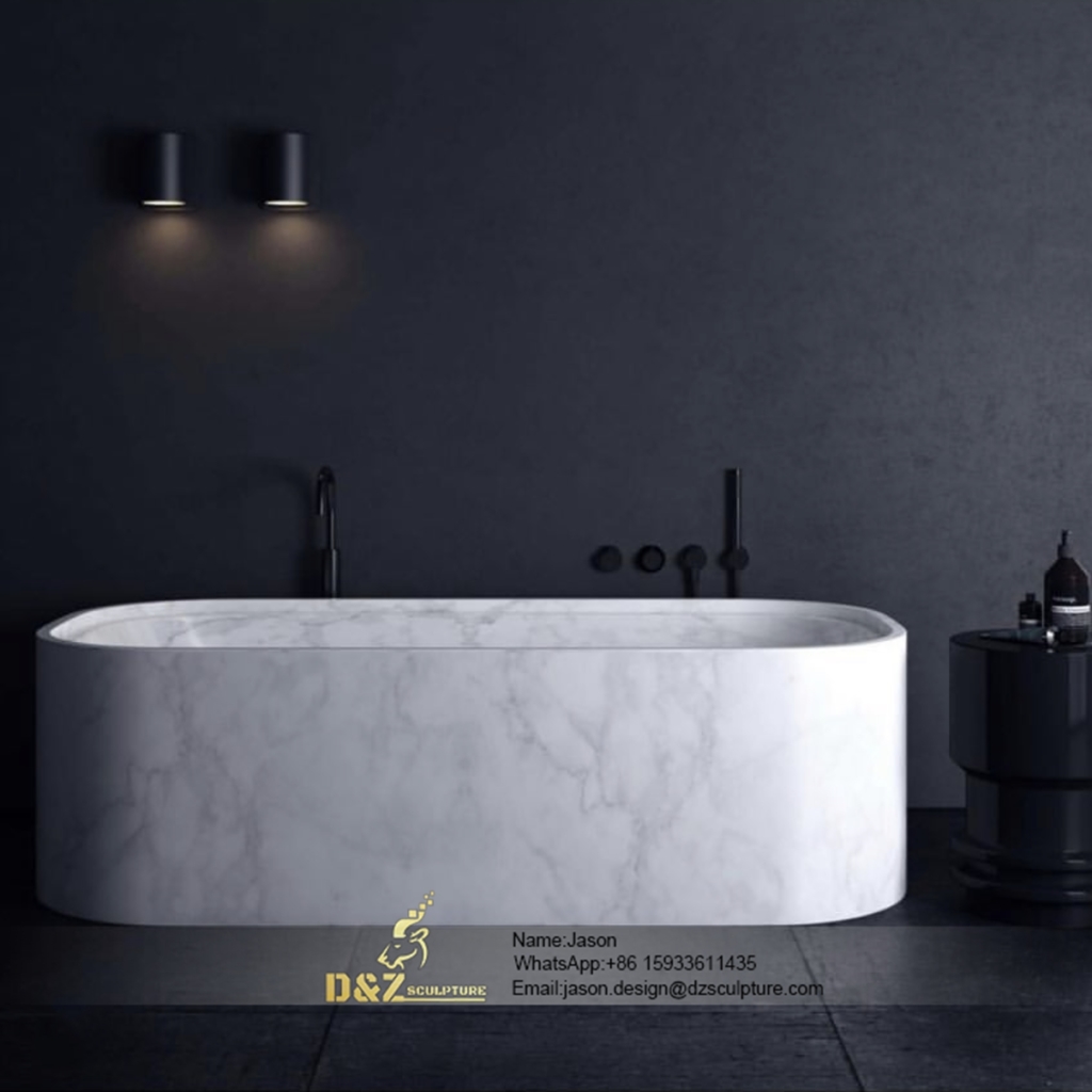 White marble stone bathtub