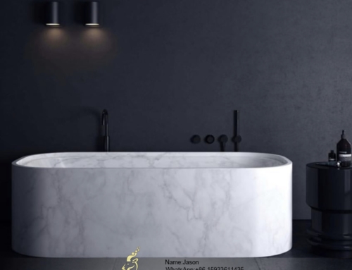 White marble stone bathtub