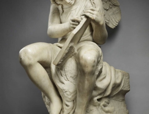 Sitting angel sculpture