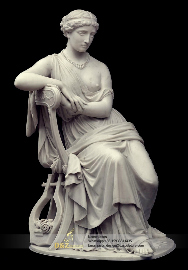 Sitting woman marble sculpture