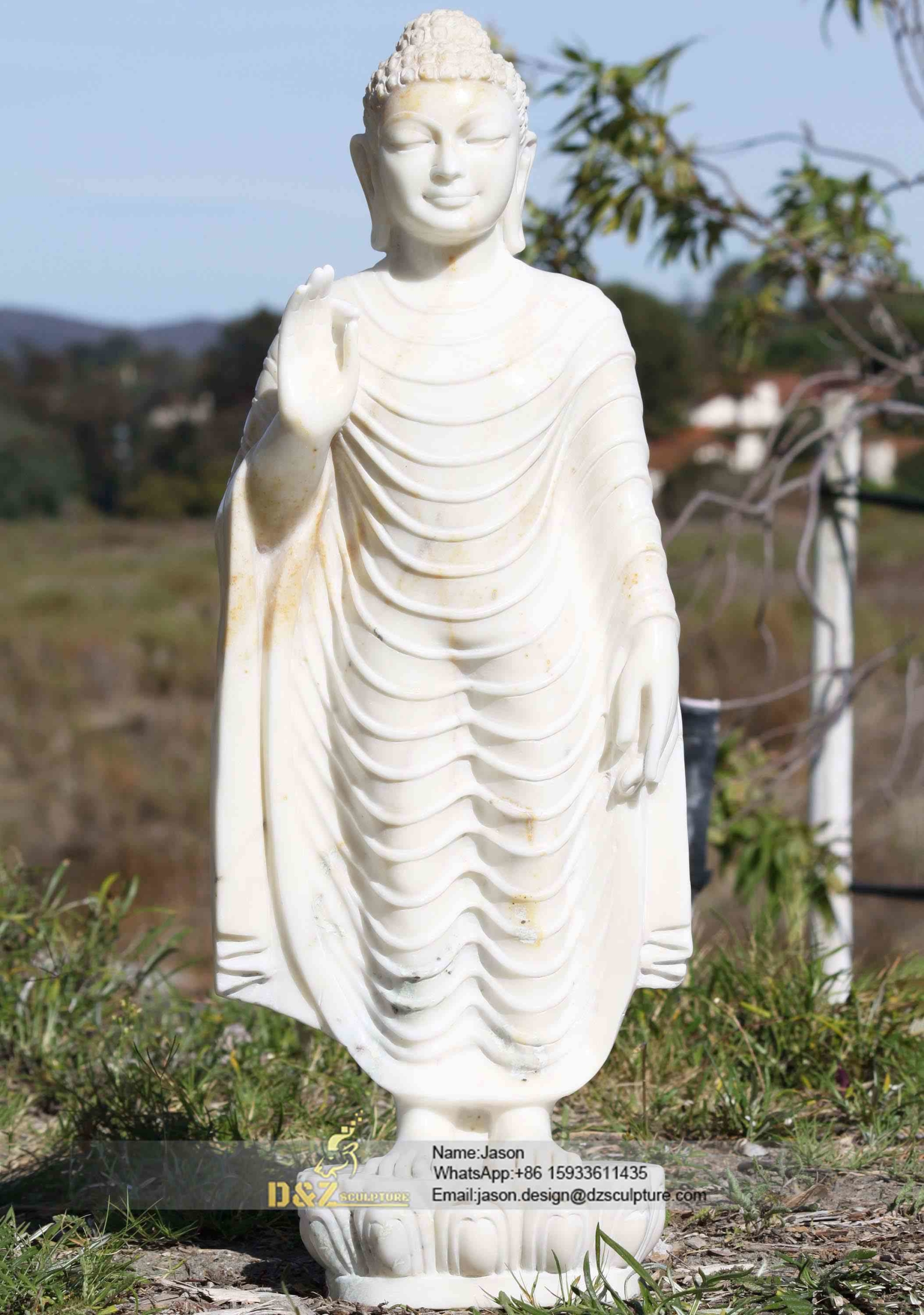 Buddha Standing White Marble Statue