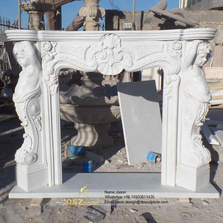 Female stone marble fireplace