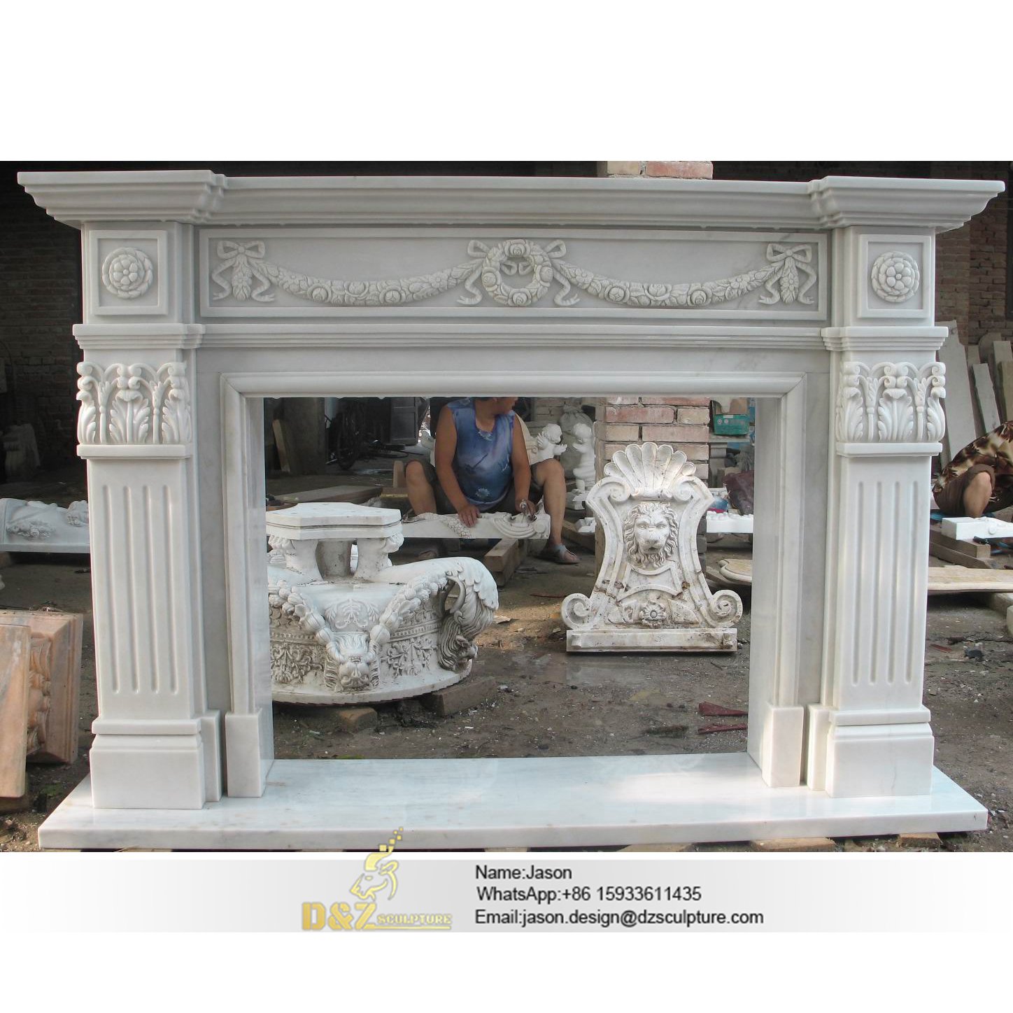 Fireplace stone natural marble