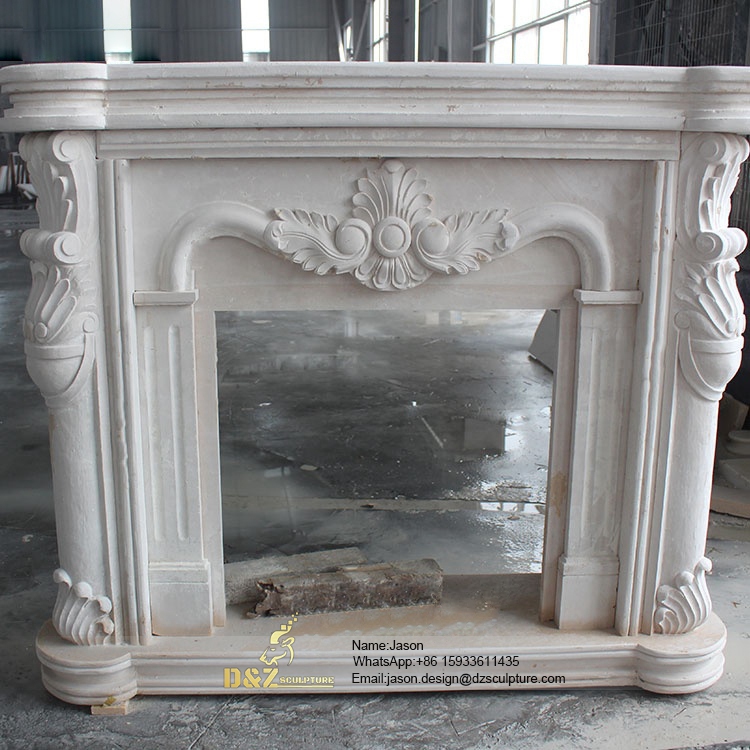 Italian style stone fireplace