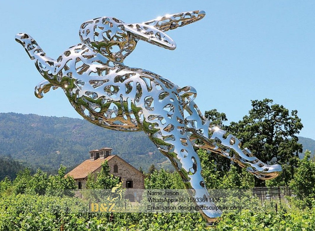 Outdoor stainless steel rabbit sculpture