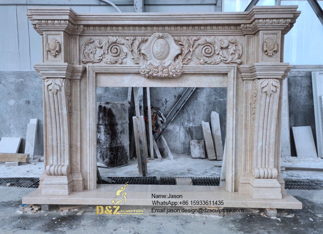 Marble stone fireplace natural 