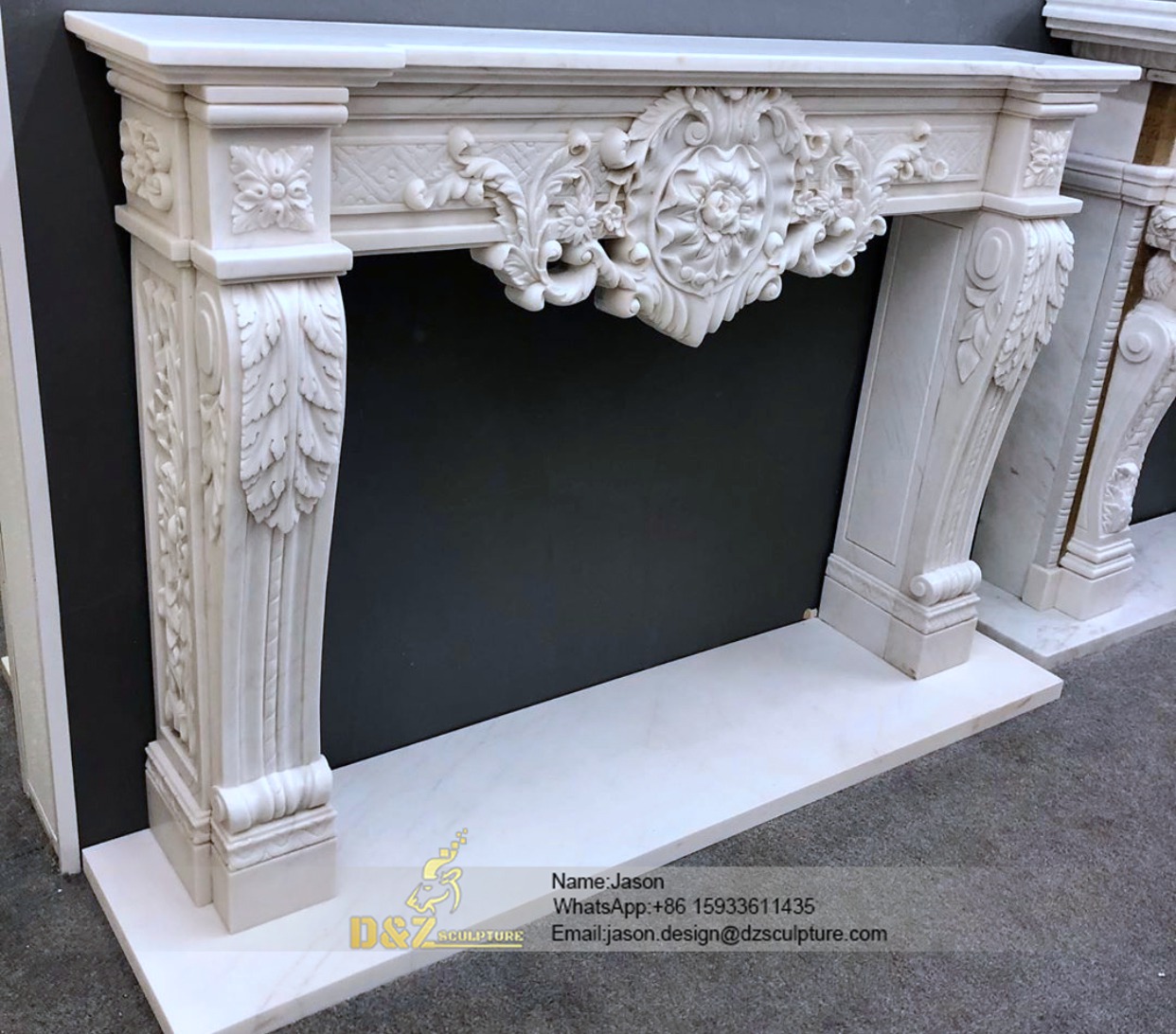 Natural stone fireplace mantel marble