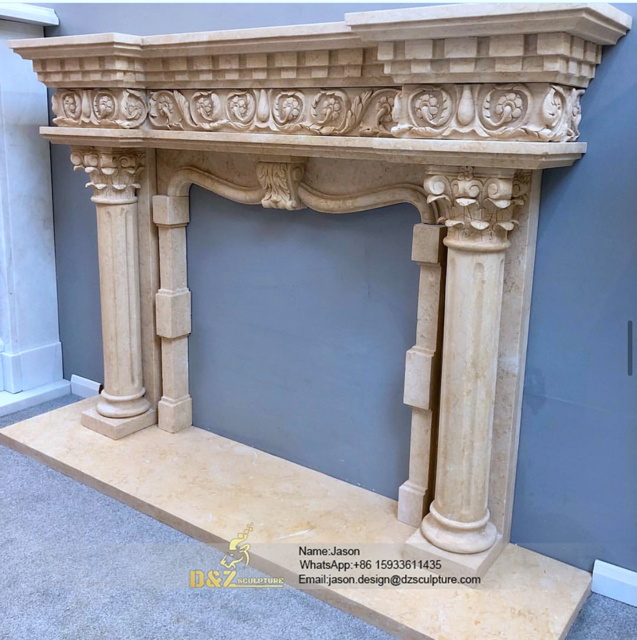 Natural stone made fireplace