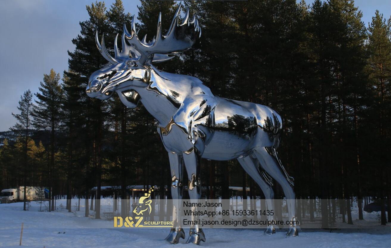 Outdoor large metal deer sculpture