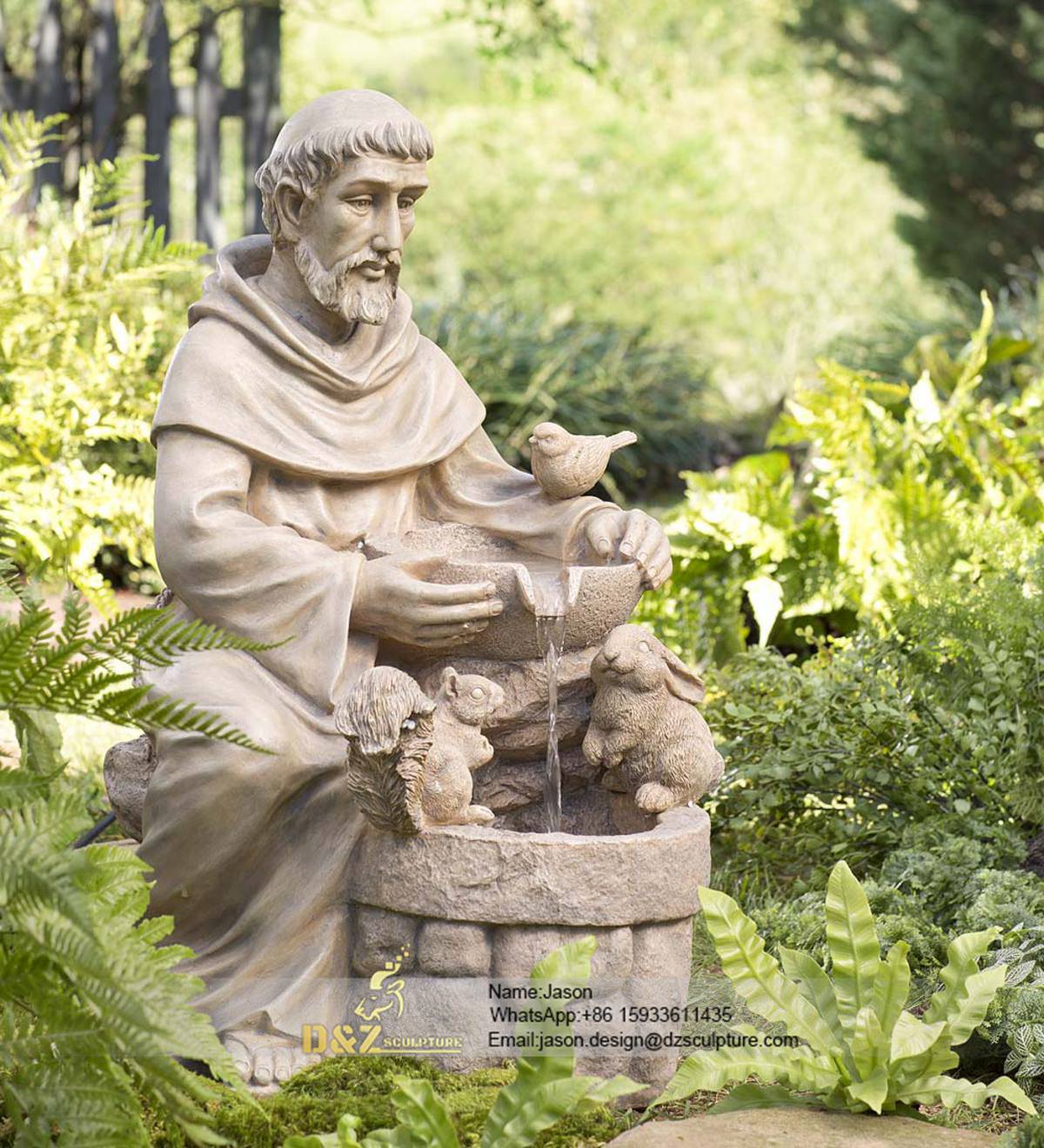 Saint Francis fountain statue