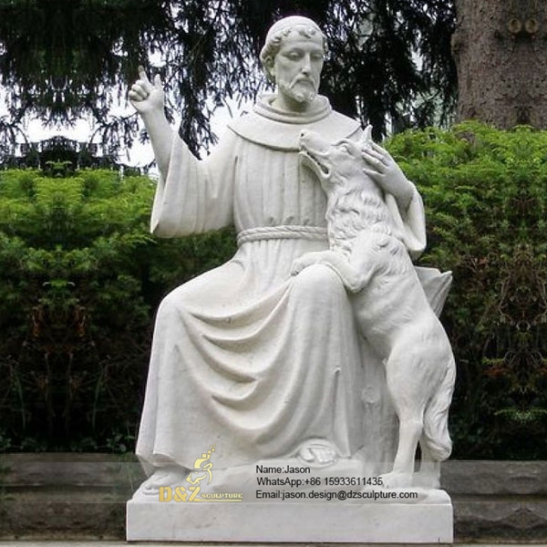 Saint Francis with Wolf Statue