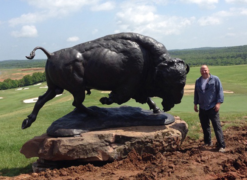 fierce american bison sculpture