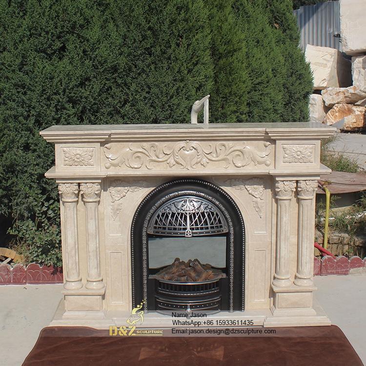 Stone arch fireplace