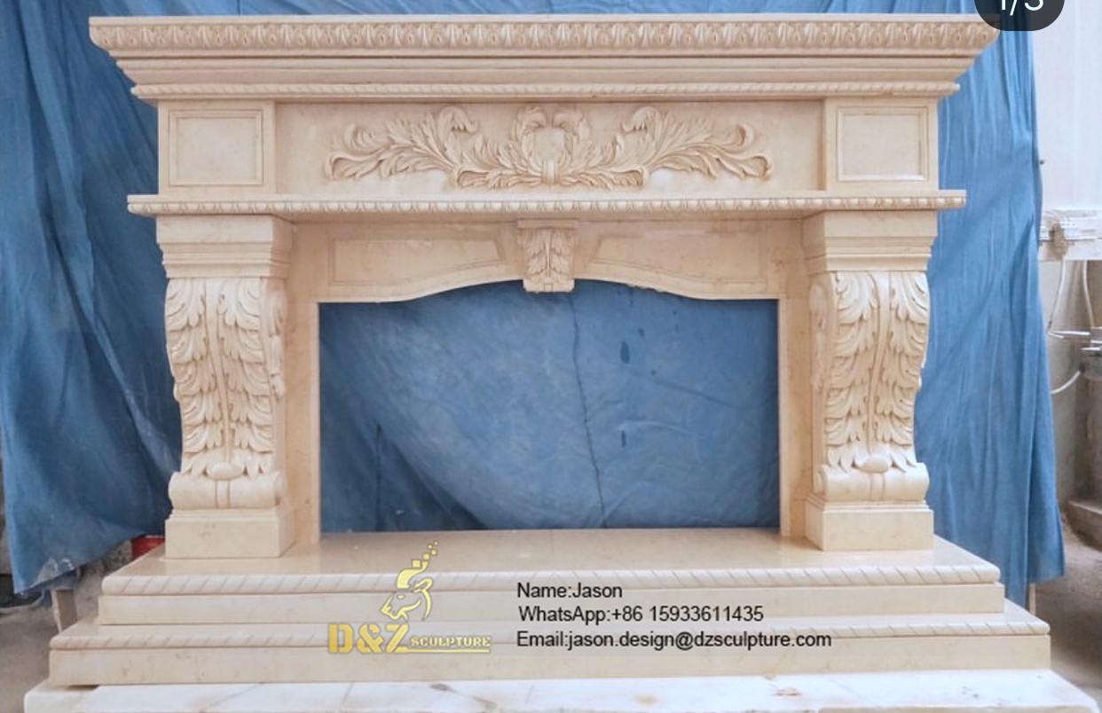 Stone carved mantelpiece and fireplace