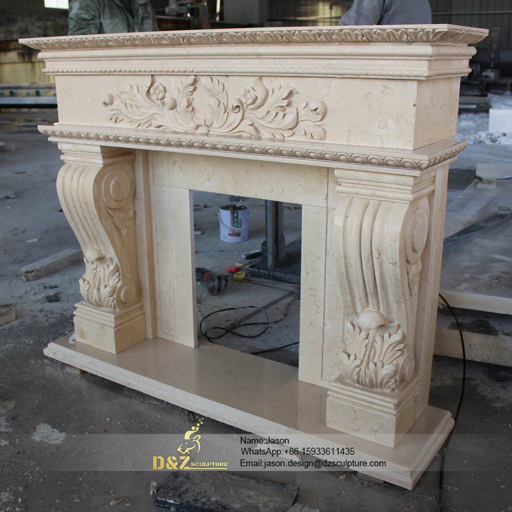 Stone double sided fireplace