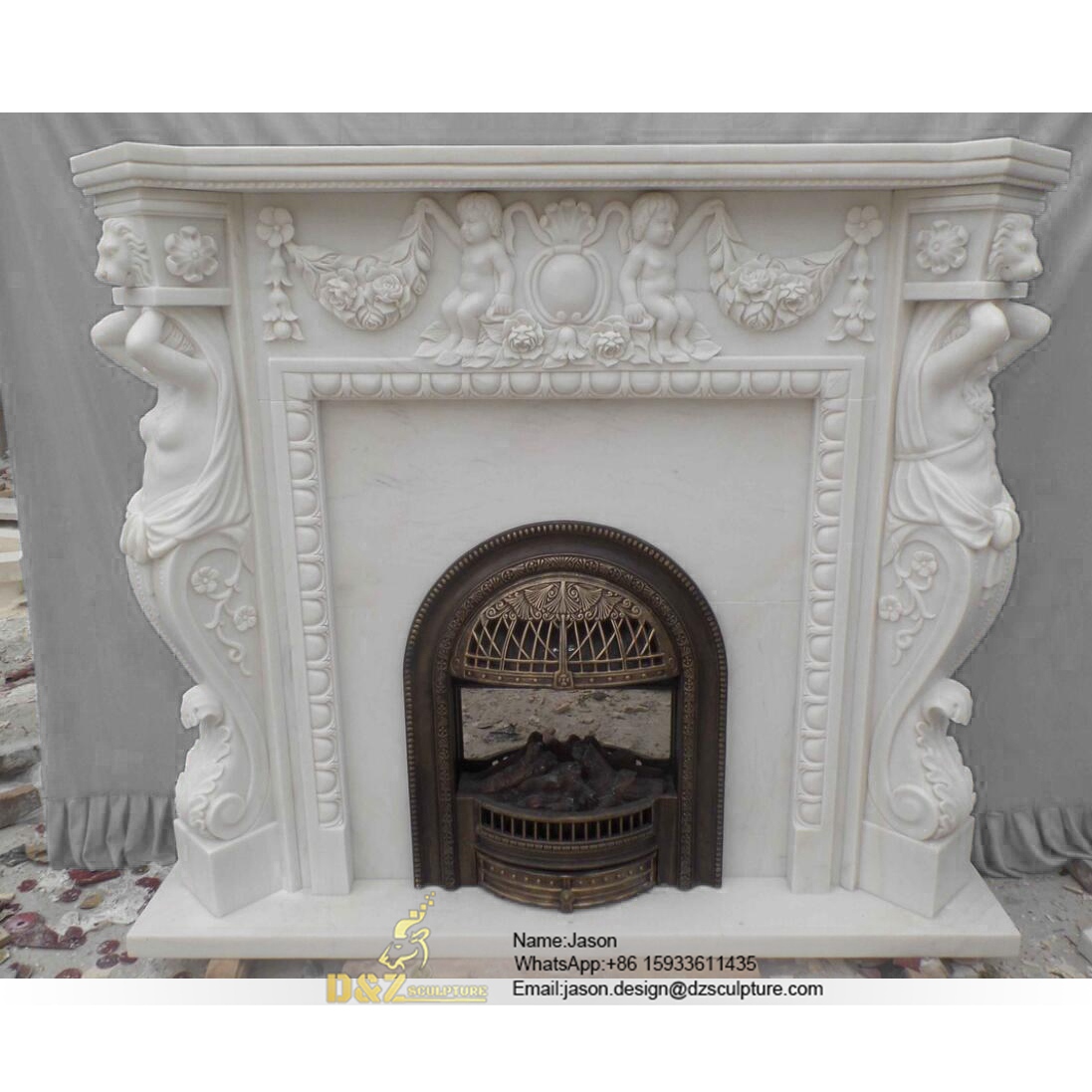 Stone fireplace mantel marble 