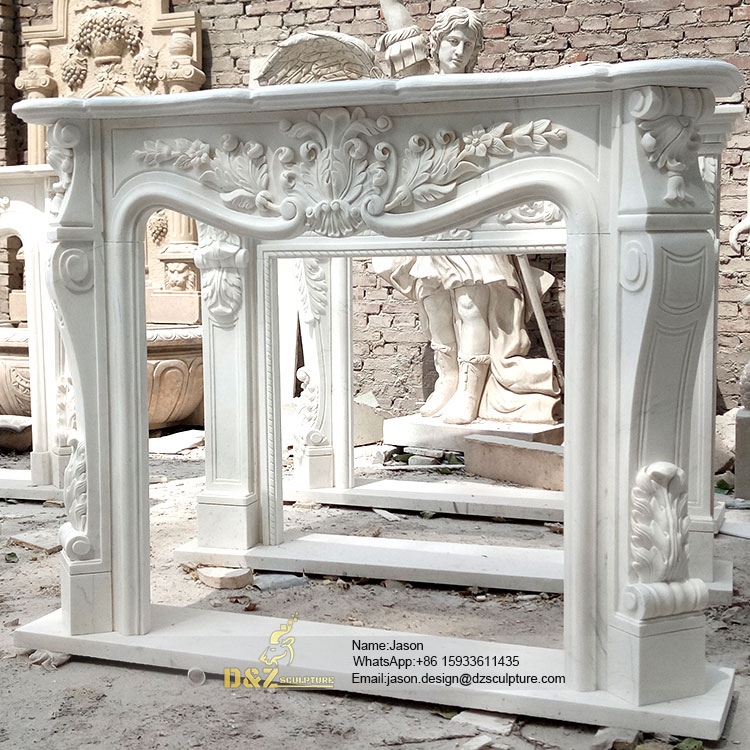 Stone marble white fireplace